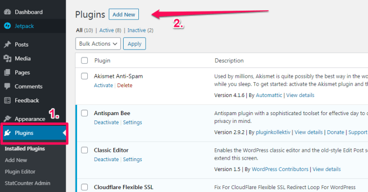 Install WP File Manager - cari plugin