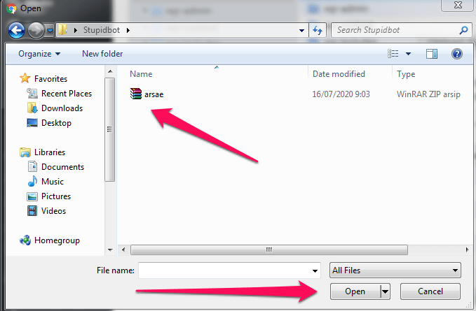 Klik kanan arsae.zip